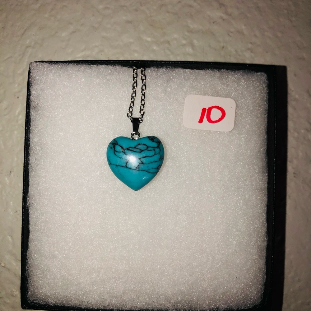 Heart 🍒💣Gemstone Pendant Necklace - Assorted Colors - Picture 12 of 17